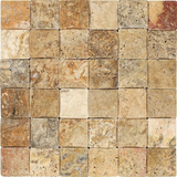 2 X 2 Scabos Travertine Tumbled CNC Arched 3-D Mosaic Tile