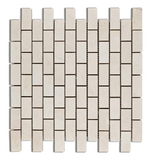 1 X 2 White Pearl / Botticino Marble Polished Brick Mosaic Tile