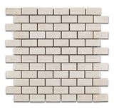 1 X 2 White Pearl / Botticino Marble Polished Brick Mosaic Tile