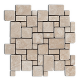 Durango Cream Travertine Tumbled Mini Versailles Mosaic Tile