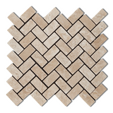 Durango Cream Travertine Tumbled 1 X 2 Herringbone Mosaic Tile