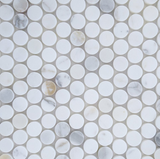 Calacatta Gold Marble Honed Penny Round Mosaic Tile