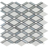 Oriental White / Asian Statuary Marble Honed Lattice Mosaic Tile w / Blue Gray