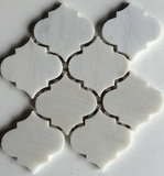 Oriental White / Asian Statuary Marble Polished 4" Morocco Mosaic Tile