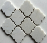 Oriental White / Asian Statuary Marble Polished 4" Morocco Mosaic Tile