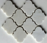 Oriental White / Asian Statuary Marble Polished 4" Morocco Mosaic Tile