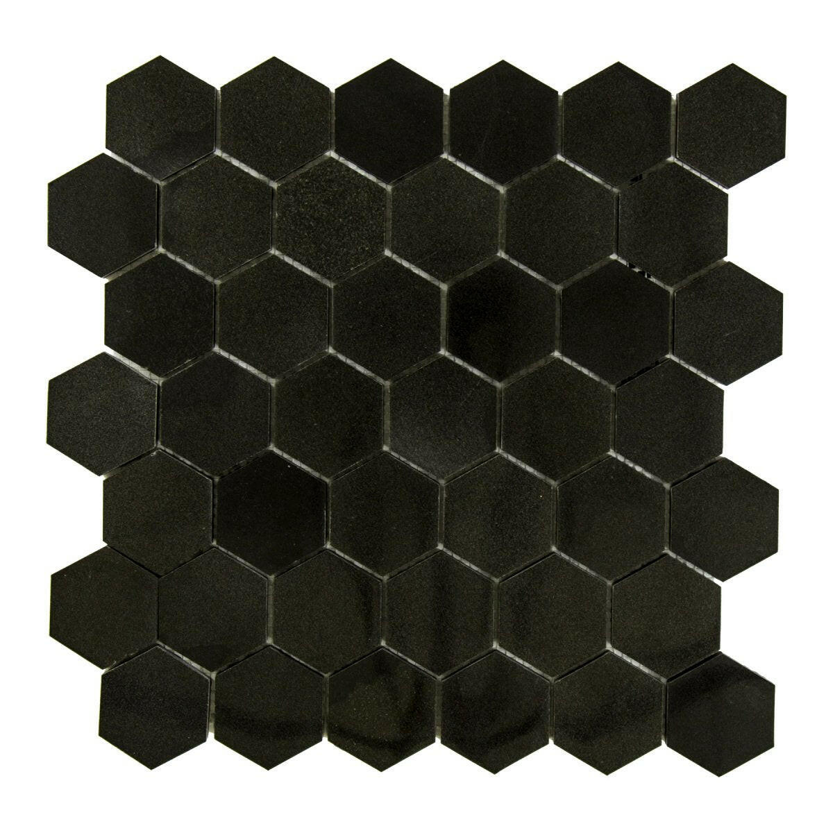 Absolute Black Granite Polished 2" Hexagon Mosaic Tile-Granite Mosaic-American Tile Depot