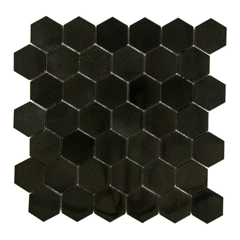 Absolute Black Granite Polished 2" Hexagon Mosaic Tile