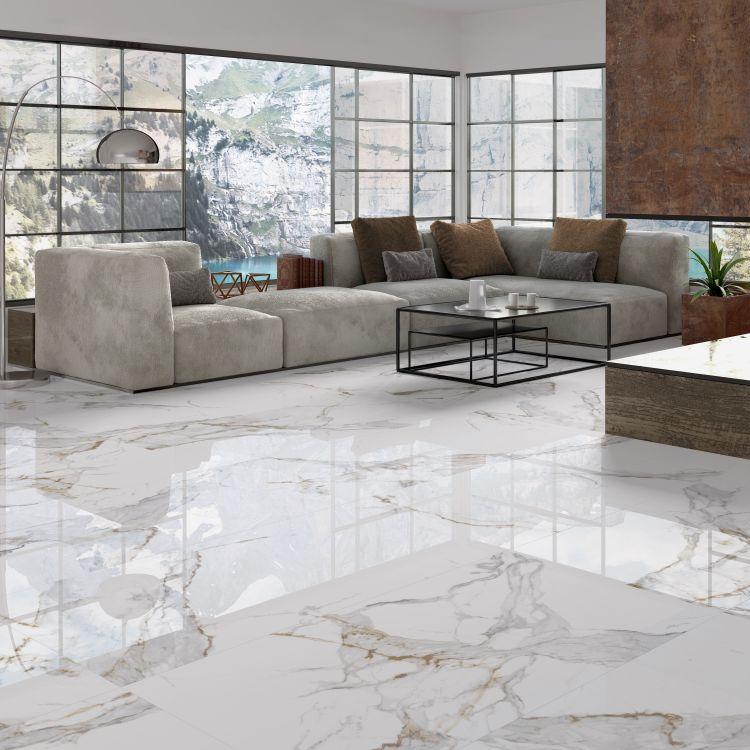 24 X 48 Aeris Gold Polished Marble Look Porcelain Tile