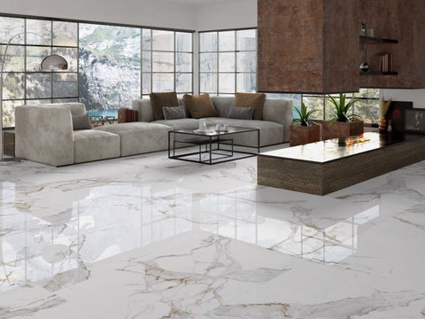 24 X 48 Aeris Gold Polished Marble Look Porcelain Tile