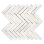 Afyon White Marble Polished 1 x 4 Herringbone Mosaic Tile-Marble Mosaic-American Tile Depot