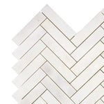 Afyon White Marble Polished 1 x 4 Herringbone Mosaic Tile-Marble Mosaic-American Tile Depot