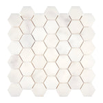 Afyon White Marble Polished 2" Hexagon Mosaic Tile-Marble Mosaic-American Tile Depot