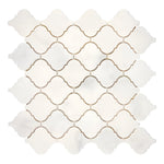 Afyon White Marble Polished Lantern Arabesque Mosaic Tile-Marble Mosaic-American Tile Depot