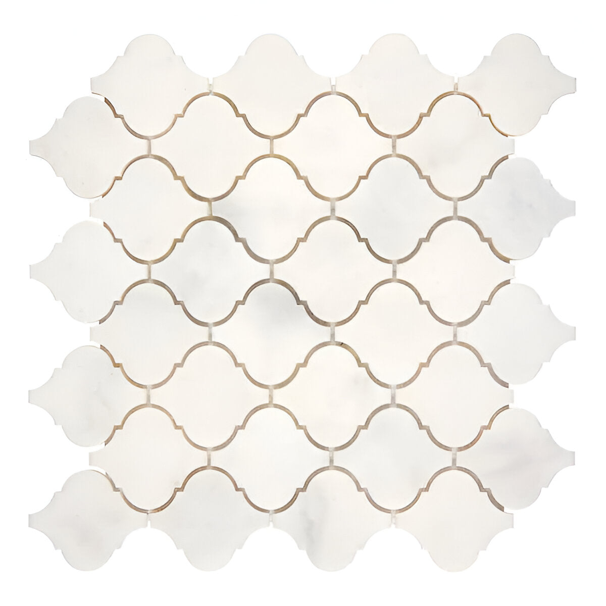 Afyon White Marble Polished Lantern Arabesque Mosaic Tile-Marble Mosaic-American Tile Depot