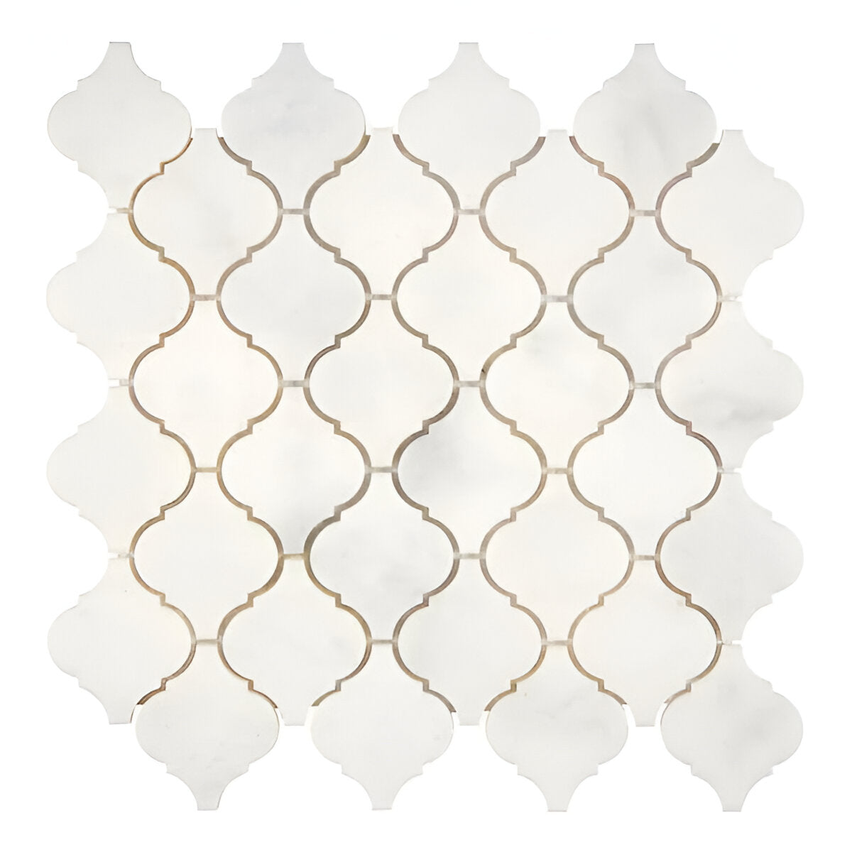 Afyon White Marble Polished Lantern Arabesque Mosaic Tile-Marble Mosaic-American Tile Depot