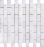 1 X 2 Afyon White Marble Polished Brick Mosaic Tile-Marble Mosaic-American Tile Depot