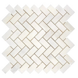 Afyon White Marble Polished 1 x 2 Herringbone Mosaic Tile-Marble Mosaic-American Tile Depot