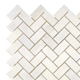 Afyon White Marble Polished 1 x 2 Herringbone Mosaic Tile-Marble Mosaic-American Tile Depot