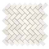 Afyon White Marble Polished 1 x 2 Herringbone Mosaic Tile-Marble Mosaic-American Tile Depot