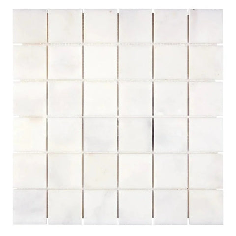 Sample of 2 X 2 Afyon White Marble Polished Mosaic Tile-Sample-American Tile Depot