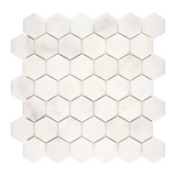 Afyon White Marble Polished 2" Hexagon Mosaic Tile-Marble Mosaic-American Tile Depot