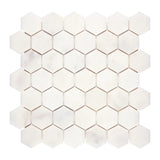 Afyon White Marble Polished 2" Hexagon Mosaic Tile