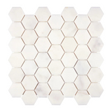 Afyon White Marble Polished 2" Hexagon Mosaic Tile