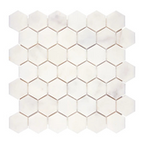 Afyon White Marble Polished 2" Hexagon Mosaic Tile