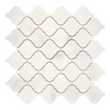 Afyon White Marble Polished Lantern Arabesque Mosaic Tile-Marble Mosaic-American Tile Depot