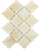 Sultan Beige Stroke Glossy Arabesque Glass Mosaic Tile