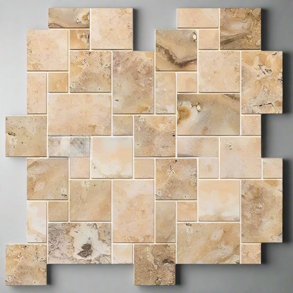 Antico Onyx Travertine Tumbled Mini Versailles Mosaic Tile-Marble Mosaic-American Tile Depot