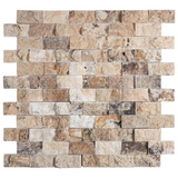 1 X 2 Antico Onyx Travertine Split-Faced Brick Mosaic Tile