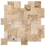 Antico Onyx Travertine Tumbled Mini Versailles Mosaic Tile