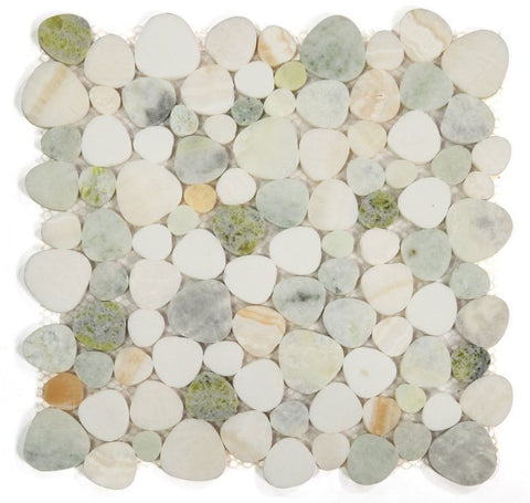 Athena Minerva Onyx Eclectic Polished Pebble Marble Mosaic Tile