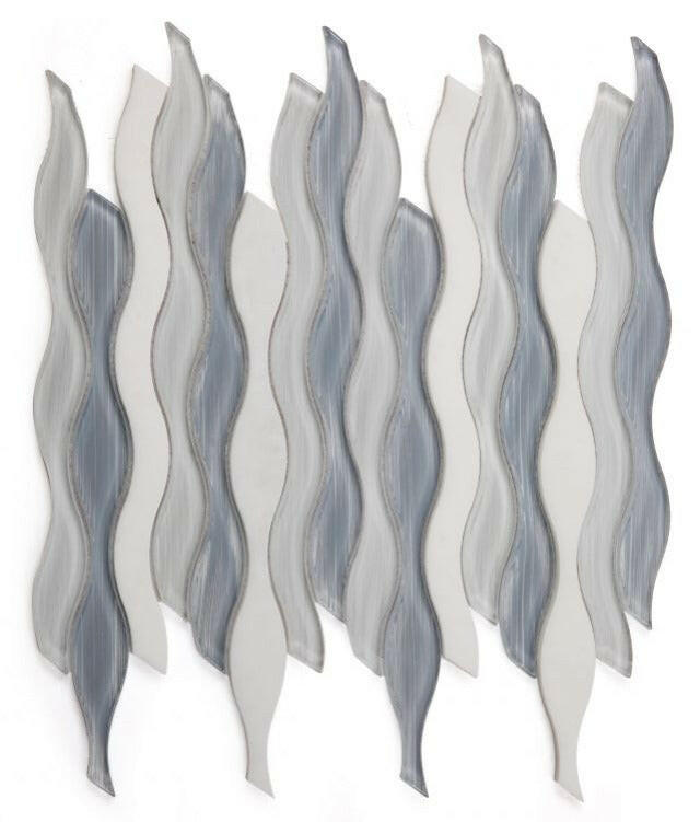 Aqua Carrara Goose Wave Mosaic Tile-Mixed Mosaic-American Tile Depot