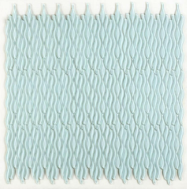 Aqua Light Green Glossy Wave Glass Mosaic Tile-Glass Mosaic-American Tile Depot