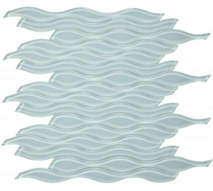 Aqua Turquoise Glossy Wave Glass Mosaic Tile-Glass Mosaic-American Tile Depot