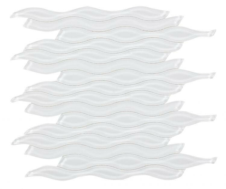 Aqua White Glossy Wave Glass Mosaic Tile-Glass Mosaic-American Tile Depot