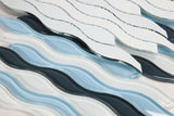 Aqua Blue Glossy Wave Glass Mosaic Tile