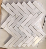 Oriental White / Asian Statuary Marble Honed 1.25 x 6 Herringbone Mosaic Tile