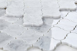 Sample of Precious Stone Arabesque Carrara Polished Lantern Marble Mosaic Tile-Sample-American Tile Depot