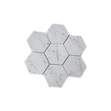 Carrara White Marble Polished 5" Large Hexagon Mosaic Tile