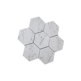 Carrara White Marble Polished 5" Large Hexagon Mosaic Tile