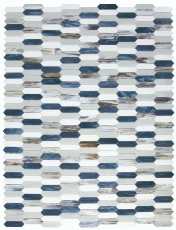 Arrow Beach Elongated Hexagon Glass Mosaic Tile-Glass Mosaic-American Tile Depot