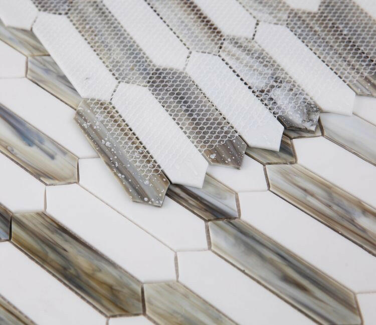 Arrow Dawn Elongated Hexagon Glass Mosaic Tile-Glass Mosaic-American Tile Depot