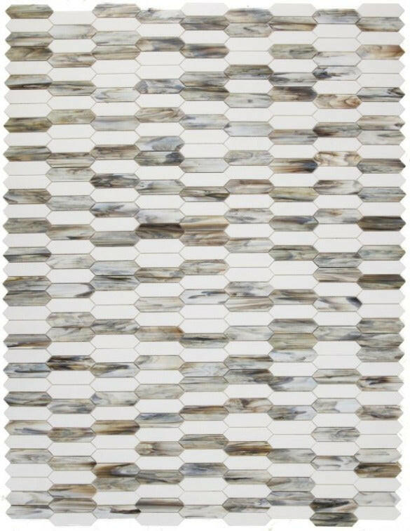 Arrow Dawn Elongated Hexagon Glass Mosaic Tile-Glass Mosaic-American Tile Depot