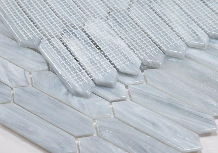 Arrow Grey Elongated Hexagon Glass Mosaic Tile-Glass Mosaic-American Tile Depot