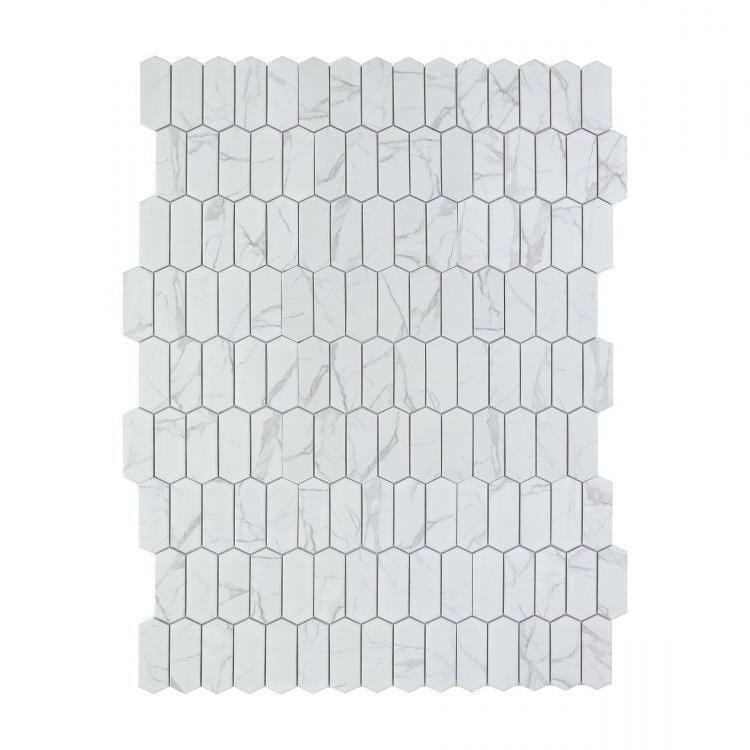 Arrow Picket Statuario Matte Elongated Hexagon Porcelain Mosaic Tile-Porcelain Mosaic-American Tile Depot