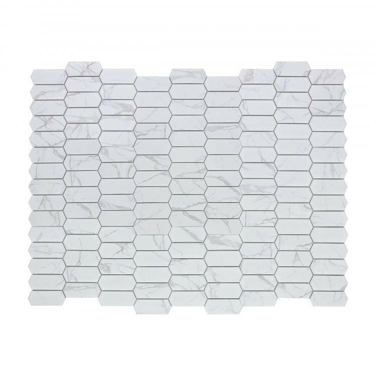 Arrow Picket Statuario Matte Elongated Hexagon Porcelain Mosaic Tile-Porcelain Mosaic-American Tile Depot